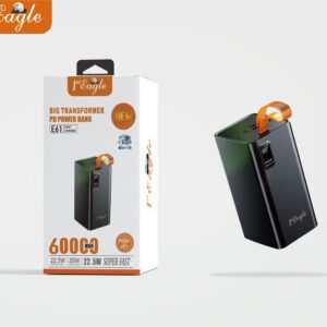 E61 60,000mAh Power Bank – PD fast charging and a high-speed Type-C output port for ultra-efficient power delivery.